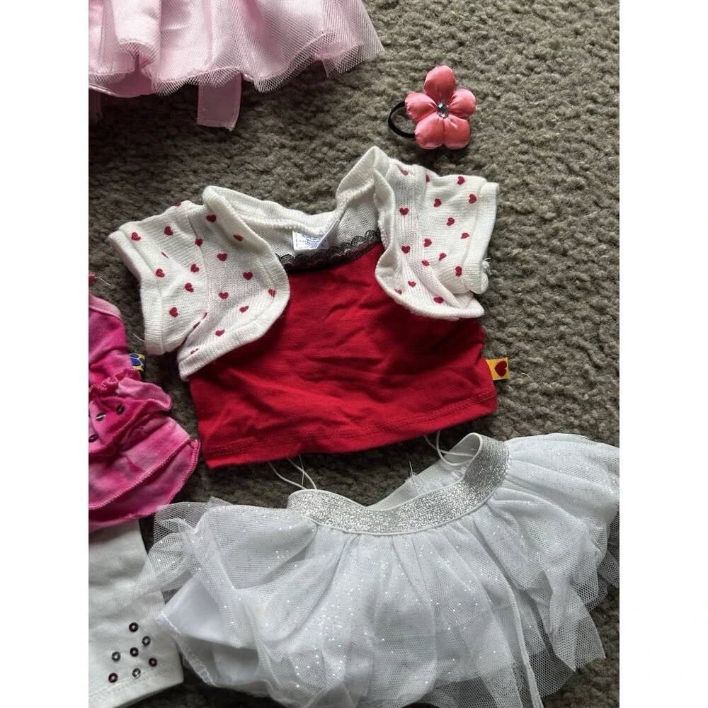 6 Piece Build A Bear Girls Summer Spring Clothing Lot Pink, Red, White
